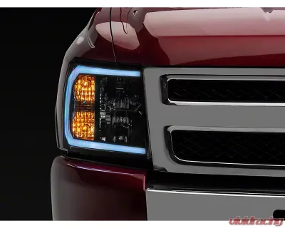 Raxiom Axial Series Clear Lens Black Housing Headlights w/ LED Bar Chevrolet Silverado 1500 2007-2013 - S138003