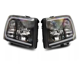 Raxiom Axial Series Clear Lens Black Housing Headlights w/ LED Bar Chevrolet Silverado 1500 2007-2013