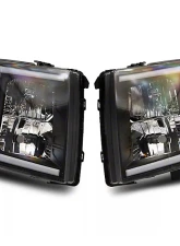 Raxiom Axial Series Clear Lens Black Housing Headlights w/ LED Bar Chevrolet Silverado 1500 2007-2013                                     - S138003 - Image 12