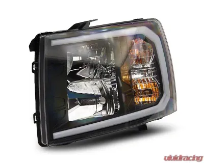 Raxiom Axial Series Clear Lens Black Housing Headlights w/ Sequential LED Bar Chevrolet Silverado 1500 2007-2013 - S138004