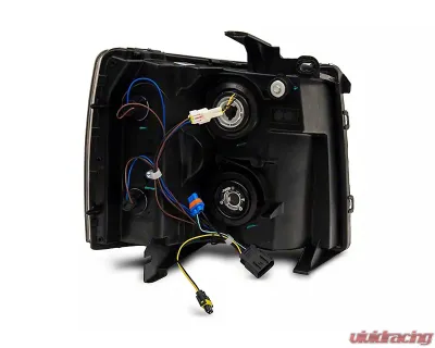 Raxiom Axial Series Clear Lens Black Housing Headlights w/ Sequential LED Bar Chevrolet Silverado 1500 2007-2013 - S138004