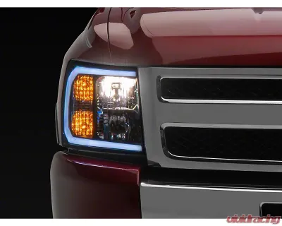 Raxiom Axial Series Clear Lens Black Housing Headlights w/ Sequential LED Bar Chevrolet Silverado 1500 2007-2013 - S138004
