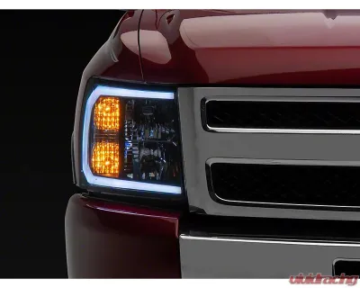 Raxiom Axial Series Clear Lens Black Housing Headlights w/ Sequential LED Bar Chevrolet Silverado 1500 2007-2013 - S138004