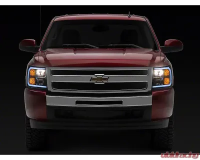 Raxiom Axial Series Clear Lens Black Housing Headlights w/ Sequential LED Bar Chevrolet Silverado 1500 2007-2013 - S138004