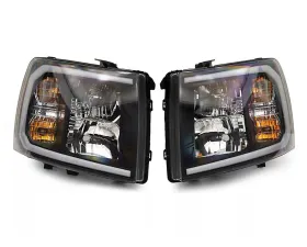 Raxiom Axial Series Clear Lens Black Housing Headlights w/ Sequential LED Bar Chevrolet Silverado 1500 2007-2013