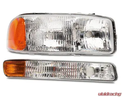 Raxiom Axial Series Clear Lens Chrome Housing OEM Style Replacement Headlights GMC Sierra 1500 1999-2006 - S518302