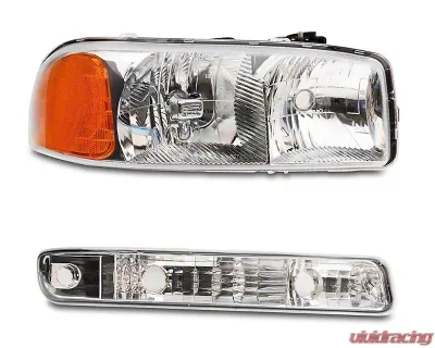 Raxiom Axial Series Clear Lens Chrome Housing OEM Style Crystal Replacement Headlights GMC Sierra 1500 1999-2006 - S518303