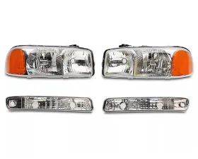 Raxiom Axial Series Clear Lens Chrome Housing OEM Style Crystal Replacement Headlights GMC Sierra 1500 1999-2006