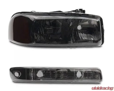 Raxiom Axial Series Smoked Lens Chrome Housing OEM Style Crystal Replacement Headlights GMC Sierra 1500 1999-2006 - S518304