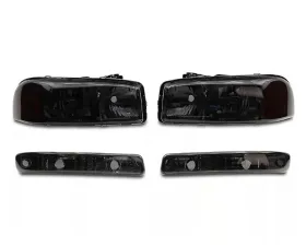 Raxiom Axial Series Smoked Lens Chrome Housing OEM Style Crystal Replacement Headlights GMC Sierra 1500 1999-2006
