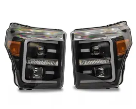 Raxiom Clear Lens Black Housing LED Projector Headlights w/ Switchback Turn Signals Ford F-250 | F-350 Super Duty 2011-2016