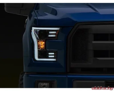 Raxiom Clear Lens Chrome Housing Projector Headlights w/ LED Accent Ford F-150 w/ Factory Halogen Headlights 2015-2017 - T542715