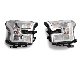 Raxiom Clear Lens Chrome Housing Projector Headlights w/ LED Accent Ford F-150 w/ Factory Halogen Headlights 2015-2017