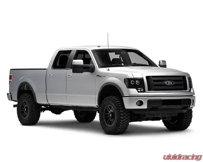 Raxiom Clear Lens Black Housing Super White LED Halo Projector Headlights Ford F-150 w/ Factory Halogen Headlights 2009-2014 - T542825