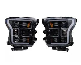 Raxiom Clear Lens Black Housing G3 Projector Headlights w/ LED Accent Ford F-150 w/ Factory Halogen Headlights 2015-2017