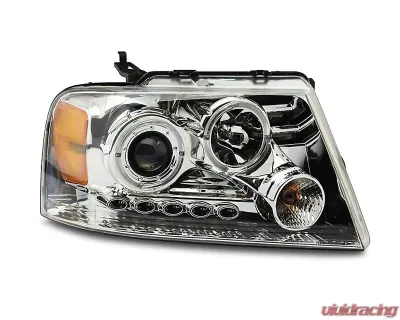 Raxiom Clear Lens Chrome Housing Dual LED Halo Projector Headlights Ford F-150 2004-2008 - T542850