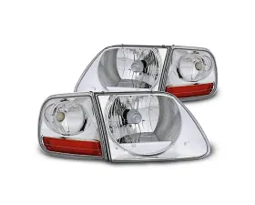 Raxiom Clear Lens Chrome Housing G2 Euro Headlights w/ Parking Lights Ford F-150 1997-2003