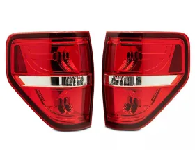Raxiom Axial Series Red/Clear Lens Chrome Housing Tail Lights Ford F-150 Styleside 2009-2014