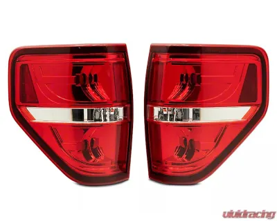 Raxiom Axial Series Red/Clear Lens Chrome Housing Tail Lights Ford F-150 Styleside 2009-2014 - T542865