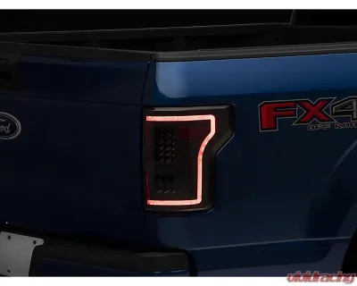 Raxiom Clear Lens Black Housing LED Tail Lights w/ Sequential Turn Signals Ford F-150 w/ Factory Halogen Non-BLIS Tail Lights 2015-2017 - T544625