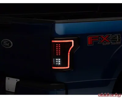 Raxiom Clear Lens Black Housing LED Tail Lights w/ Sequential Turn Signals Ford F-150 w/ Factory Halogen Non-BLIS Tail Lights 2015-2017 - T544625