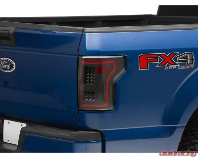 Raxiom Clear Lens Black Housing LED Tail Lights w/ Sequential Turn Signals Ford F-150 w/ Factory Halogen Non-BLIS Tail Lights 2015-2017 - T544625