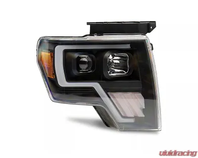 Raxiom Axial Series Clear Lens Black Housing G4 Light Bar Switchback Projector Replacement Headlights Ford F-150 w/ Factory Halogen Headlights 2009-2014 - T546755