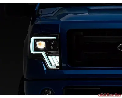 Raxiom Axial Series Clear Lens Black Housing G4 Light Bar Switchback Projector Replacement Headlights Ford F-150 w/ Factory Halogen Headlights 2009-2014 - T546755