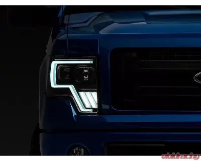 Raxiom Axial Series Clear Lens Black Housing G4 Light Bar Switchback Projector Replacement Headlights Ford F-150 w/ Factory Halogen Headlights 2009-2014 - T546755