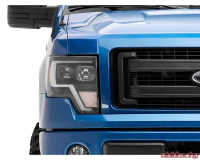 Raxiom Axial Series Clear Lens Black Housing G4 Light Bar Switchback Projector Replacement Headlights Ford F-150 w/ Factory Halogen Headlights 2009-2014 - T546755