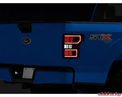 Raxiom Axial Series Clear Lens Black Housing LED Tail Lights w/ Sequential Turn Signals Ford F-150 w/ Factory Halogen Non-BLIS Tail Lights 2018-2020 - T548144