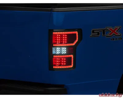 Raxiom Clear Lens Black Housing LED Tail Lights Ford F-150 w/ Factory Halogen Non-BLIS Tail Lights 2018-2020 - T548147