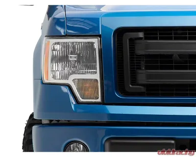 Raxiom Axial Series Clear Lens Chrome Housing OEM Style Replacement Headlights Ford F-150 w/ Factory Halogen Headlights 2009-2014 - T551343