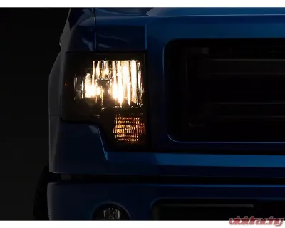 Raxiom Axial Series Smoked Lens Chrome Housing OEM Style Replacement Headlights Ford F-150 w/ Factory Halogen Headlights 2009-2014 - T551344