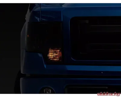 Raxiom Axial Series Smoked Lens Chrome Housing OEM Style Replacement Headlights Ford F-150 w/ Factory Halogen Headlights 2009-2014 - T551344