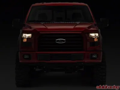 Raxiom Axial Series Smoked Lens Chrome Housing OEM Style Replacement Headlights Ford F-150 w/ Factory Halogen Headlights 2015-2017 - T551346