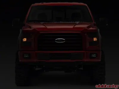 Raxiom Axial Series Smoked Lens Chrome Housing OEM Style Replacement Headlights Ford F-150 w/ Factory Halogen Headlights 2015-2017 - T551346