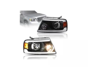 Raxiom Axial Series Clear Lens Black Housing LED Projector Headlights Ford F-150 2004-2008