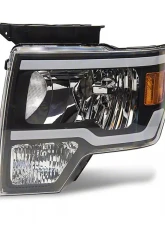 Raxiom Axial Series Clear Lens Black Housing Headlights w/ LED Bar Ford F-150 w/ Factory Halogen Headlights 2009-2014                                     - T566367 - Image 2