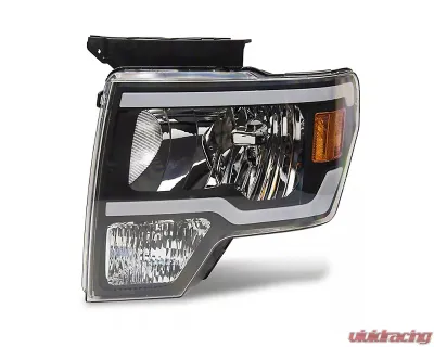 Raxiom Axial Series Clear Lens Black Housing Headlights w/ LED Bar Ford F-150 w/ Factory Halogen Headlights 2009-2014 - T566367