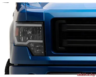 Raxiom Axial Series Clear Lens Black Housing Headlights w/ LED Bar Ford F-150 w/ Factory Halogen Headlights 2009-2014 - T566367