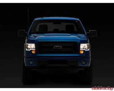 Raxiom Axial Series Clear Lens Black Housing Headlights w/ LED Bar Ford F-150 w/ Factory Halogen Headlights 2009-2014 - T566367