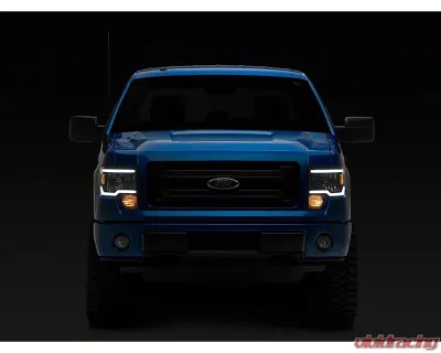 Raxiom Axial Series Clear Lens Black Housing Headlights w/ LED Bar Ford F-150 w/ Factory Halogen Headlights 2009-2014 - T566367