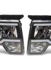 Raxiom Axial Series Clear Lens Black Housing Headlights w/ LED Bar Ford F-150 w/ Factory Halogen Headlights 2009-2014                                     - T566367 - Image 12