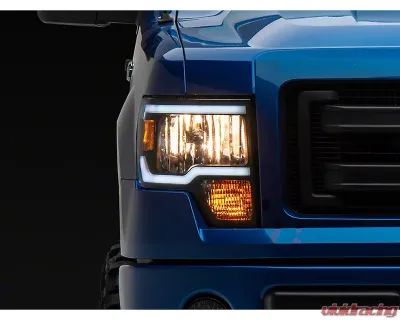 Raxiom Axial Series Clear Lens Black Housing Headlights w/ Sequential LED Bar Ford F-150 w/ Factory Halogen Headlights 2009-2014 - T566368