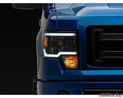 Raxiom Axial Series Clear Lens Black Housing Headlights w/ Sequential LED Bar Ford F-150 w/ Factory Halogen Headlights 2009-2014 - T566368