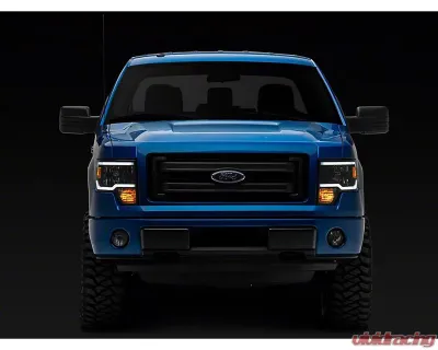 Raxiom Axial Series Clear Lens Black Housing Headlights w/ Sequential LED Bar Ford F-150 w/ Factory Halogen Headlights 2009-2014 - T566368