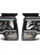 Raxiom Axial Series Clear Lens Black Housing Headlights w/ Sequential LED Bar Ford F-150 w/ Factory Halogen Headlights 2009-2014                                     - T566368 - Image 12