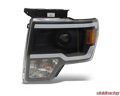 Raxiom Axial Series Clear Lens Black Housing Projector Headlights w/ LED Light Bar Ford F-150 w/ Factory Halogen Headlights 2009-2014 - T566369