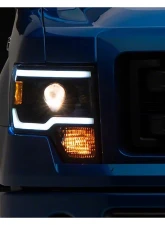 Raxiom Axial Series Clear Lens Black Housing Projector Headlights w/ LED Light Bar Ford F-150 w/ Factory Halogen Headlights 2009-2014                                     - T566369 - Image 7